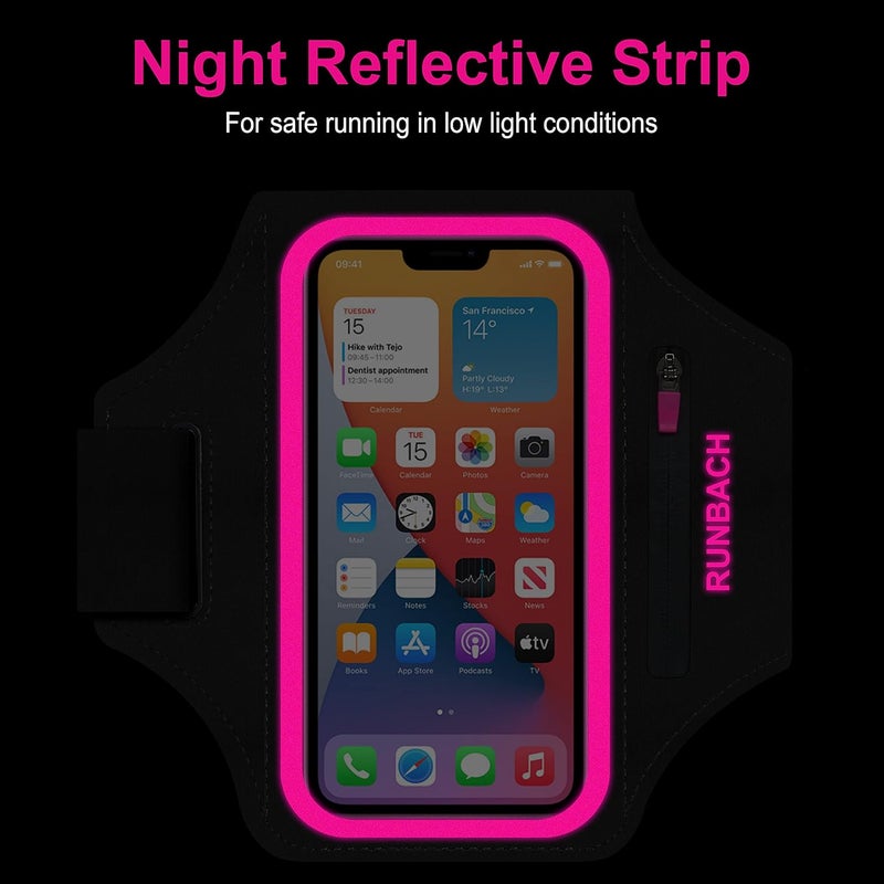 RUNBACH Armband for Samsung Galaxy S25 Ultra/S24 Ultra/S23 Ultra/S22 Ultra/S21 Ultra/S20 Ultra/S25+/S24+/S23+/S22+/S21+/S20+/S10+/S9+/S8+, with Zipper Pocket for for Galaxy Buds (Pink) - Image 5